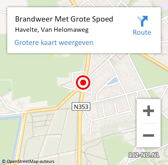 Locatie op kaart van de 112 melding: Brandweer Met Grote Spoed Naar Havelte, Van Helomaweg op 13 augustus 2015 15:48