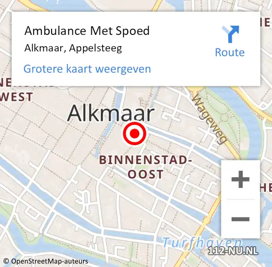 Locatie op kaart van de 112 melding: Ambulance Met Spoed Naar Alkmaar, Appelsteeg op 13 augustus 2015 16:11