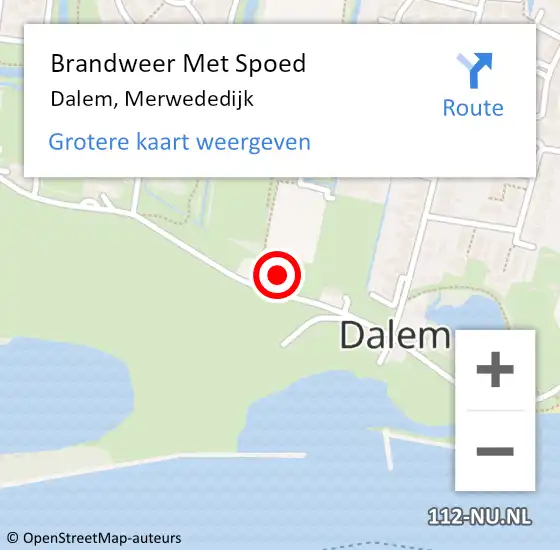 Locatie op kaart van de 112 melding: Brandweer Met Spoed Naar Dalem, Merwededijk op 13 augustus 2015 16:16