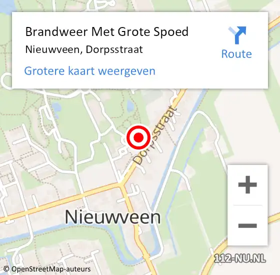 Locatie op kaart van de 112 melding: Brandweer Met Grote Spoed Naar Nieuwveen, Dorpsstraat op 13 augustus 2015 16:16