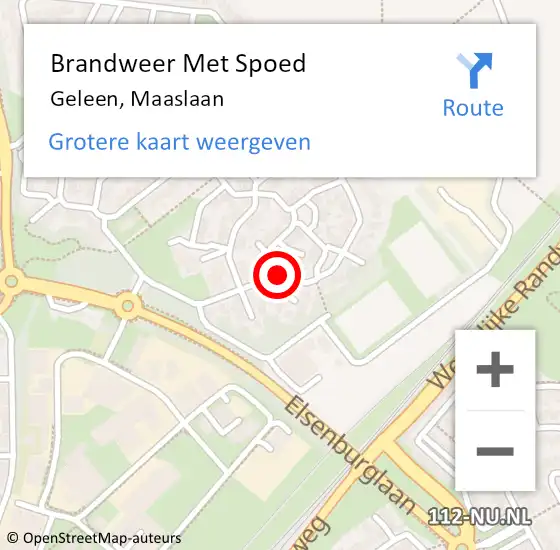 Locatie op kaart van de 112 melding: Brandweer Met Spoed Naar Geleen, Maaslaan op 13 augustus 2015 16:39