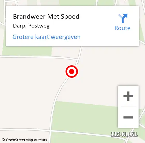 Locatie op kaart van de 112 melding: Brandweer Met Spoed Naar Darp, Postweg op 13 augustus 2015 16:59