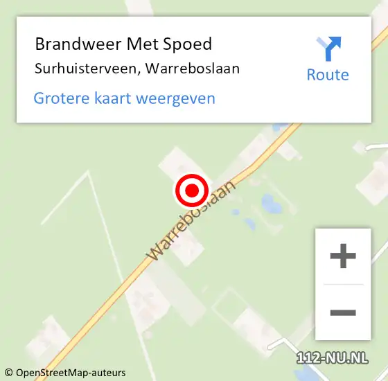 Locatie op kaart van de 112 melding: Brandweer Met Spoed Naar Surhuisterveen, Warreboslaan op 13 augustus 2015 17:17