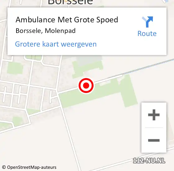 Locatie op kaart van de 112 melding: Ambulance Met Grote Spoed Naar Borssele, Molenpad op 13 augustus 2015 17:29