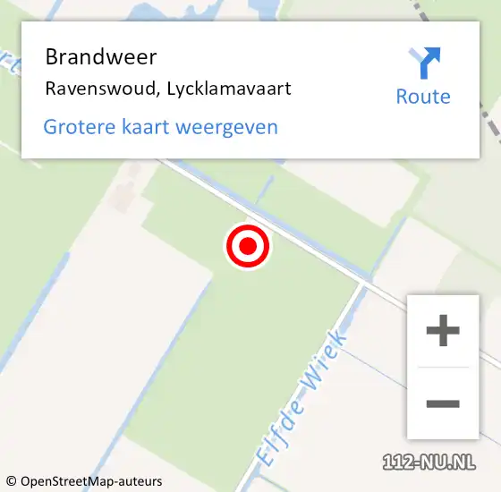 Locatie op kaart van de 112 melding: Brandweer Ravenswoud, Lycklamavaart op 13 augustus 2015 19:34