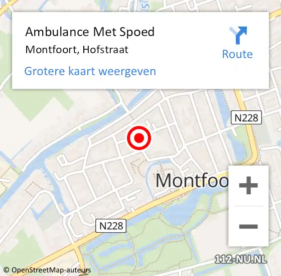 Locatie op kaart van de 112 melding: Ambulance Met Spoed Naar Montfoort, Hofstraat op 13 augustus 2015 19:52
