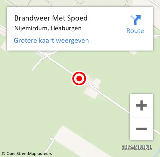 Locatie op kaart van de 112 melding: Brandweer Met Spoed Naar Nijemirdum, Heaburgen op 13 augustus 2015 20:00