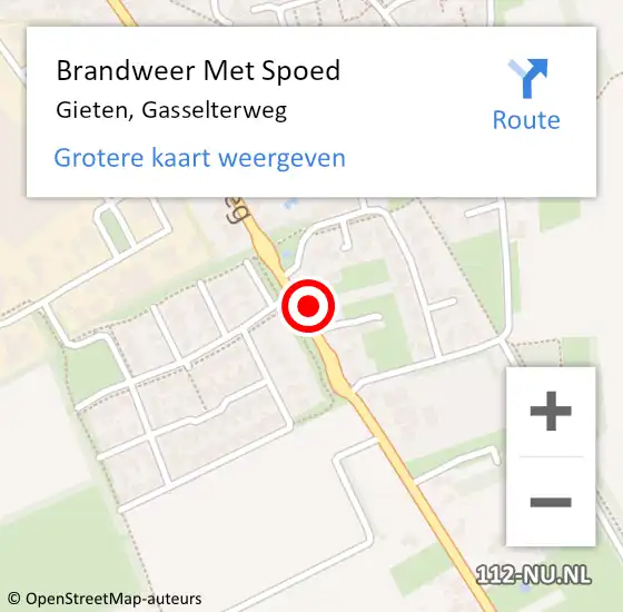 Locatie op kaart van de 112 melding: Brandweer Met Spoed Naar Gieten, Gasselterweg op 13 augustus 2015 20:34