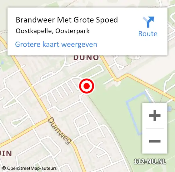 Locatie op kaart van de 112 melding: Brandweer Met Grote Spoed Naar Oostkapelle, Oosterpark op 13 augustus 2015 20:39