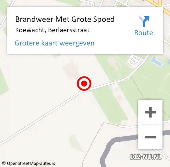 Locatie op kaart van de 112 melding: Brandweer Met Grote Spoed Naar Koewacht, Berlaersstraat op 13 augustus 2015 21:01