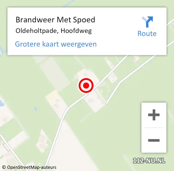 Locatie op kaart van de 112 melding: Brandweer Met Spoed Naar Oldeholtpade, Hoofdweg op 13 augustus 2015 21:06