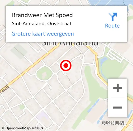 Locatie op kaart van de 112 melding: Brandweer Met Spoed Naar Sint-Annaland, Ooststraat op 13 augustus 2015 21:06