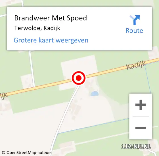 Locatie op kaart van de 112 melding: Brandweer Met Spoed Naar Terwolde, Kadijk op 13 augustus 2015 21:28