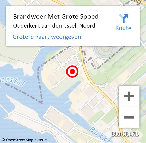 Locatie op kaart van de 112 melding: Brandweer Met Grote Spoed Naar Ouderkerk aan den IJssel, Noord op 13 augustus 2015 21:33