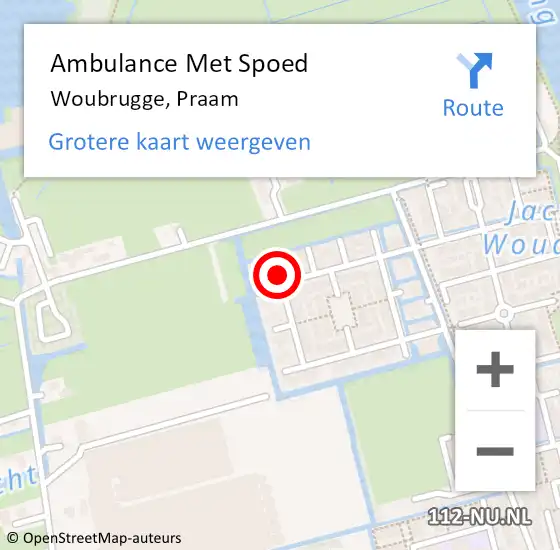 Locatie op kaart van de 112 melding: Ambulance Met Spoed Naar Woubrugge, Praam op 13 augustus 2015 21:39