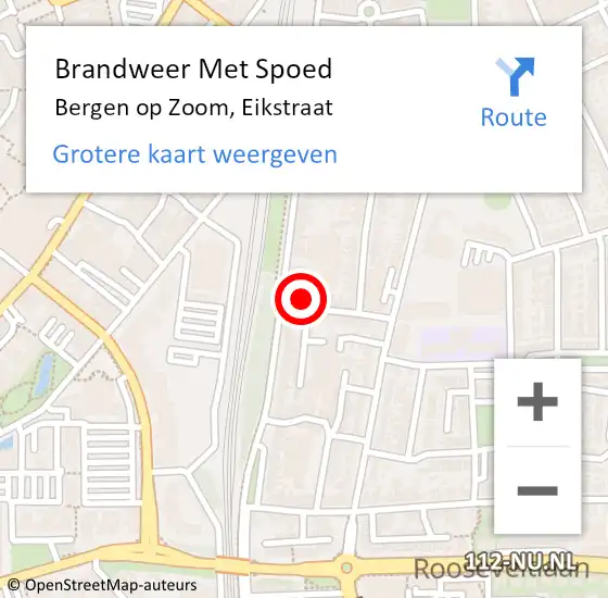 Locatie op kaart van de 112 melding: Brandweer Met Spoed Naar Bergen op Zoom, Eikstraat op 13 augustus 2015 21:50