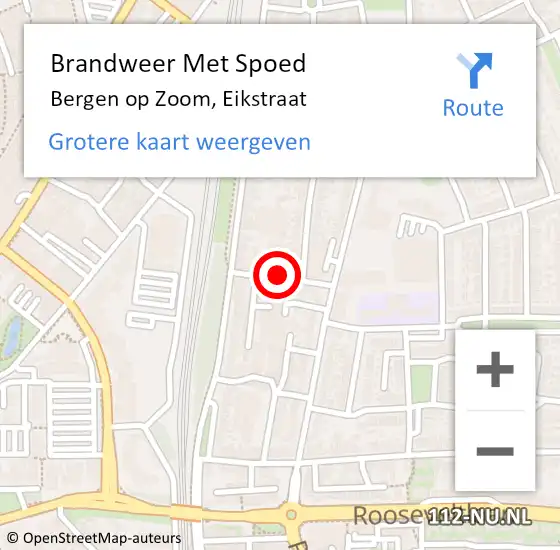 Locatie op kaart van de 112 melding: Brandweer Met Spoed Naar Bergen op Zoom, Eikstraat op 13 augustus 2015 21:51