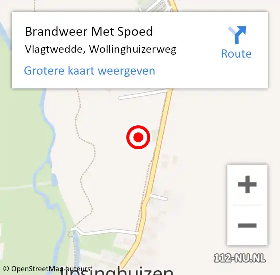 Locatie op kaart van de 112 melding: Brandweer Met Spoed Naar Vlagtwedde, Wollinghuizerweg op 13 augustus 2015 22:03