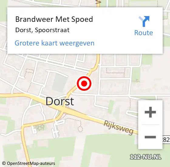 Locatie op kaart van de 112 melding: Brandweer Met Spoed Naar Dorst, Spoorstraat op 13 augustus 2015 22:14