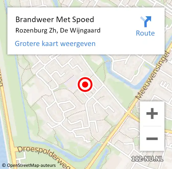 Locatie op kaart van de 112 melding: Brandweer Met Spoed Naar Rozenburg Zh, De Wijngaard op 13 augustus 2015 22:38