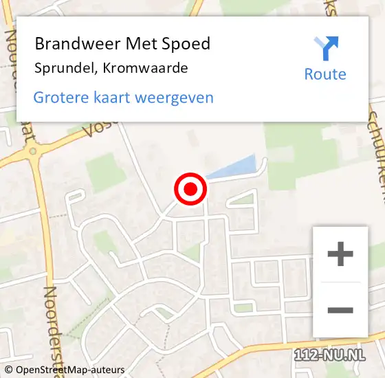 Locatie op kaart van de 112 melding: Brandweer Met Spoed Naar Sprundel, Kromwaarde op 13 augustus 2015 23:04