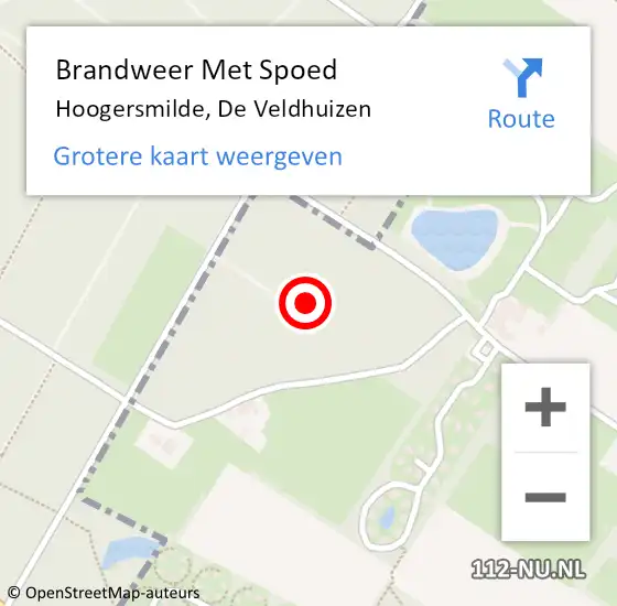 Locatie op kaart van de 112 melding: Brandweer Met Spoed Naar Hoogersmilde, De Veldhuizen op 13 augustus 2015 23:13