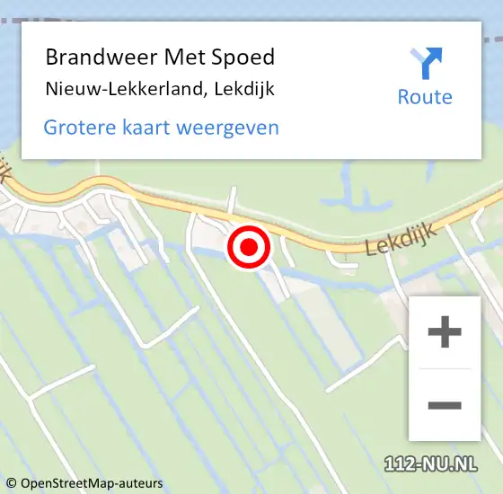 Locatie op kaart van de 112 melding: Brandweer Met Spoed Naar Nieuw-Lekkerland, Lekdijk op 14 augustus 2015 01:03