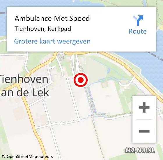 Locatie op kaart van de 112 melding: Ambulance Met Spoed Naar Tienhoven, Kerkpad op 14 augustus 2015 01:14