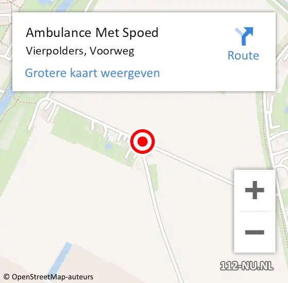 Locatie op kaart van de 112 melding: Ambulance Met Spoed Naar Vierpolders, Voorweg op 14 augustus 2015 01:19