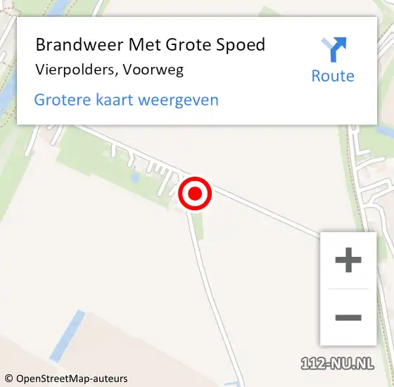 Locatie op kaart van de 112 melding: Brandweer Met Grote Spoed Naar Vierpolders, Voorweg op 14 augustus 2015 01:21