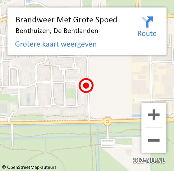 Locatie op kaart van de 112 melding: Brandweer Met Grote Spoed Naar Benthuizen, De Bentlanden op 14 augustus 2015 01:31