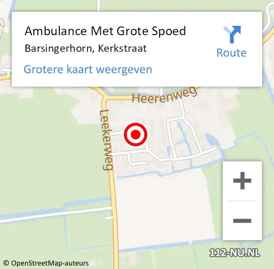 Locatie op kaart van de 112 melding: Ambulance Met Grote Spoed Naar Barsingerhorn, Kerkstraat op 14 augustus 2015 03:16