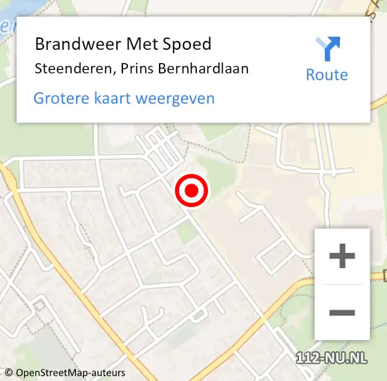 Locatie op kaart van de 112 melding: Brandweer Met Spoed Naar Steenderen, Prins Bernhardlaan op 13 september 2013 06:47