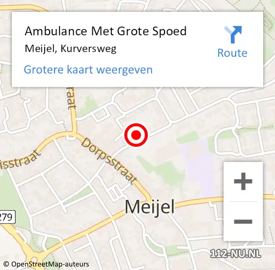 Locatie op kaart van de 112 melding: Ambulance Met Grote Spoed Naar Meijel, Kurversweg op 13 september 2013 06:51