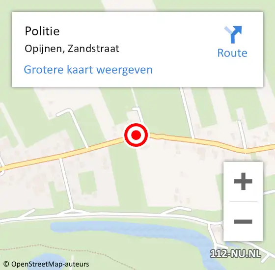 Locatie op kaart van de 112 melding: Politie Opijnen, Zandstraat op 14 augustus 2015 07:39