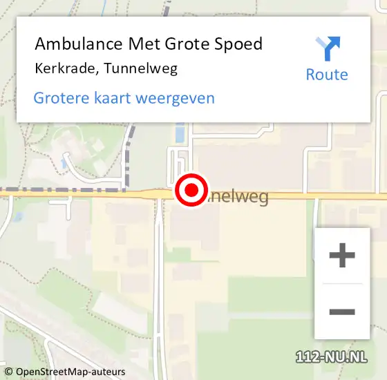 Locatie op kaart van de 112 melding: Ambulance Met Grote Spoed Naar Kerkrade, Tunnelweg op 14 augustus 2015 09:36