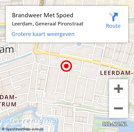 Locatie op kaart van de 112 melding: Brandweer Met Spoed Naar Leerdam, Generaal Pironstraat op 14 augustus 2015 09:49