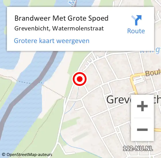 Locatie op kaart van de 112 melding: Brandweer Met Grote Spoed Naar Grevenbicht, Watermolenstraat op 14 augustus 2015 10:01