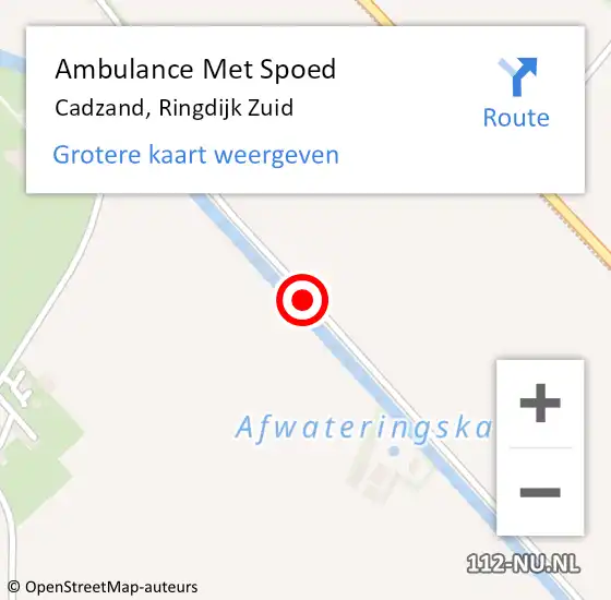 Locatie op kaart van de 112 melding: Ambulance Met Spoed Naar Cadzand, Ringdijk Zuid op 14 augustus 2015 10:36