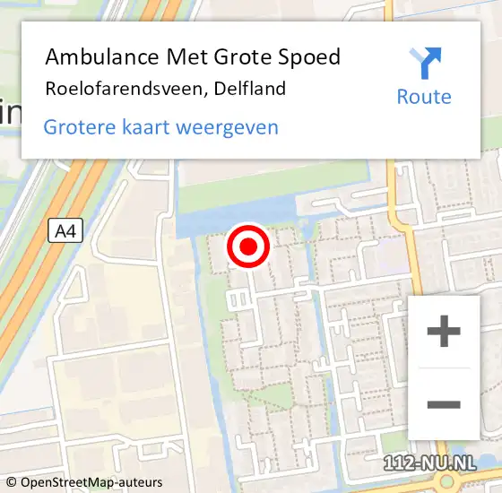 Locatie op kaart van de 112 melding: Ambulance Met Grote Spoed Naar Roelofarendsveen, Delfland op 17 november 2013 11:08