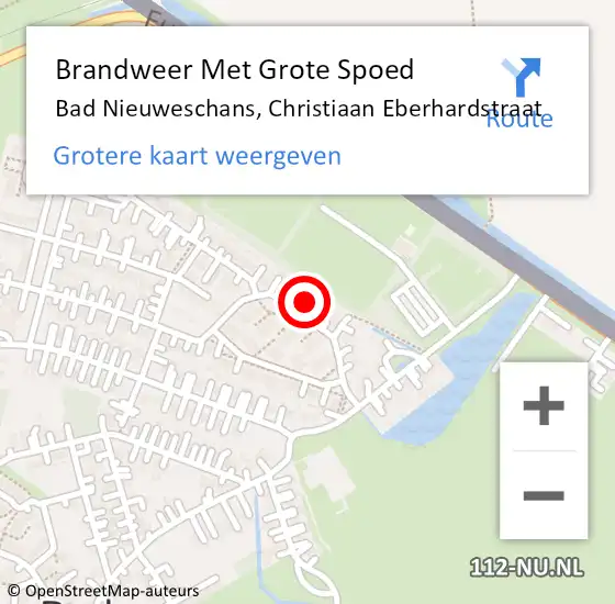 Locatie op kaart van de 112 melding: Brandweer Met Grote Spoed Naar Bad Nieuweschans, Christiaan Eberhardstraat op 14 augustus 2015 11:13