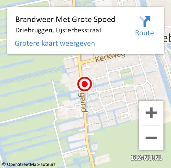 Locatie op kaart van de 112 melding: Brandweer Met Grote Spoed Naar Driebruggen, Lijsterbesstraat op 14 augustus 2015 11:30