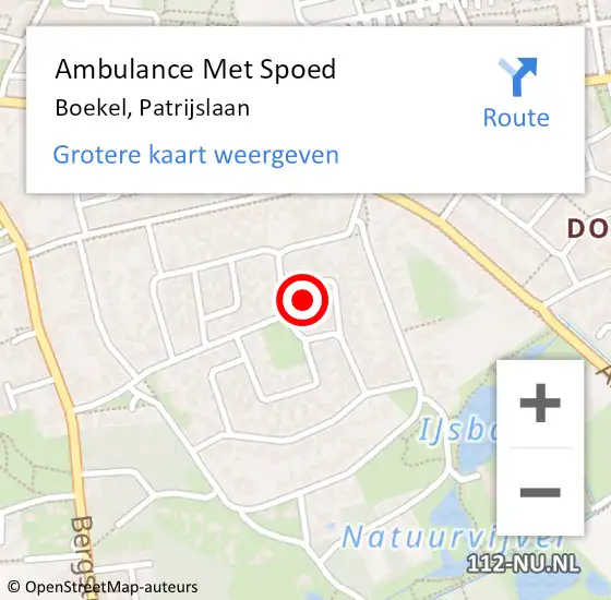 Locatie op kaart van de 112 melding: Ambulance Met Spoed Naar Boekel, Patrijslaan op 14 augustus 2015 11:33