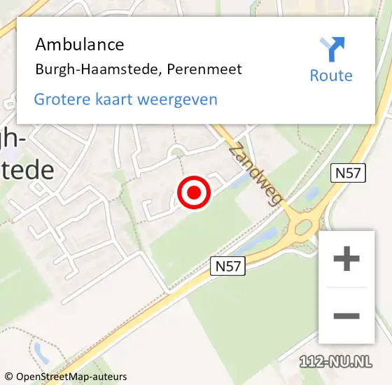 Locatie op kaart van de 112 melding: Ambulance Burgh-Haamstede, Perenmeet op 14 augustus 2015 12:06