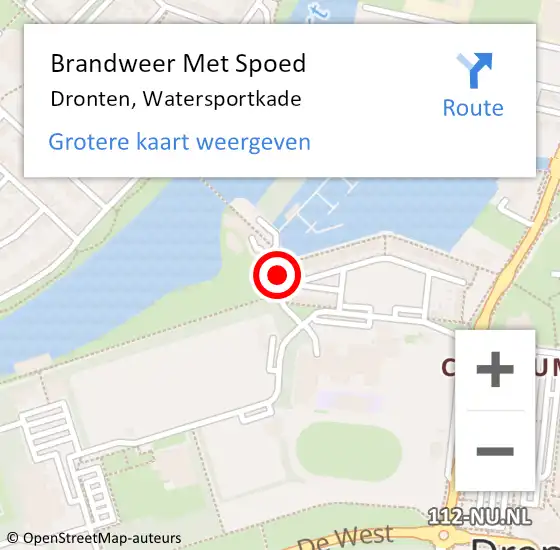 Locatie op kaart van de 112 melding: Brandweer Met Spoed Naar Dronten, Watersportkade op 14 augustus 2015 12:31