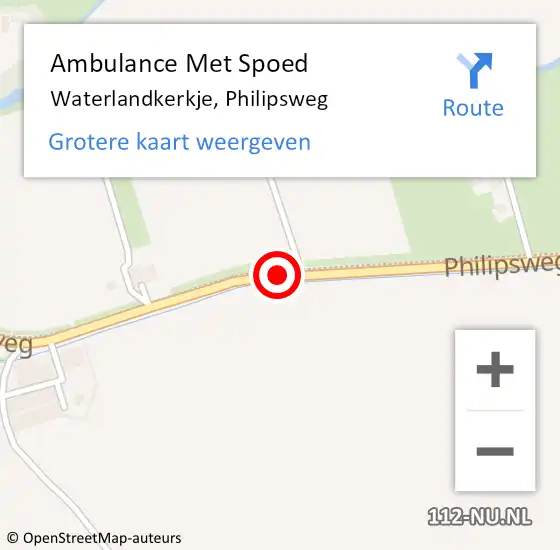 Locatie op kaart van de 112 melding: Ambulance Met Spoed Naar Waterlandkerkje, Philipsweg op 14 augustus 2015 13:27