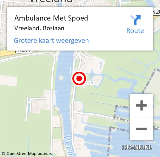 Locatie op kaart van de 112 melding: Ambulance Met Spoed Naar Vreeland, Boslaan op 14 augustus 2015 15:31