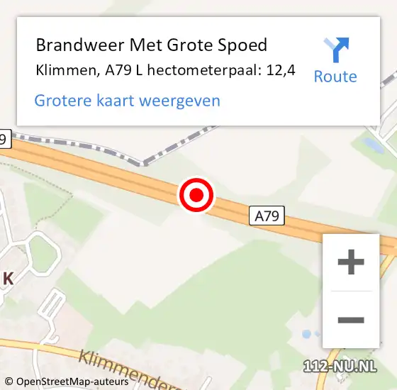 Locatie op kaart van de 112 melding: Brandweer Met Grote Spoed Naar Klimmen, A79 L hectometerpaal: 11,5 op 14 augustus 2015 16:30