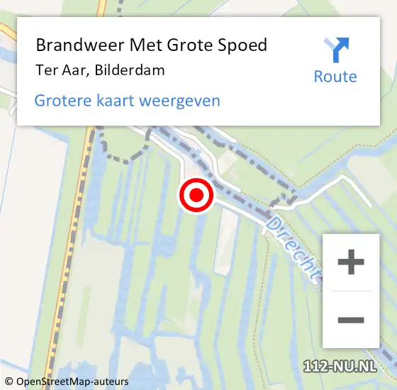 Locatie op kaart van de 112 melding: Brandweer Met Grote Spoed Naar Ter Aar, Bilderdam op 14 augustus 2015 16:36