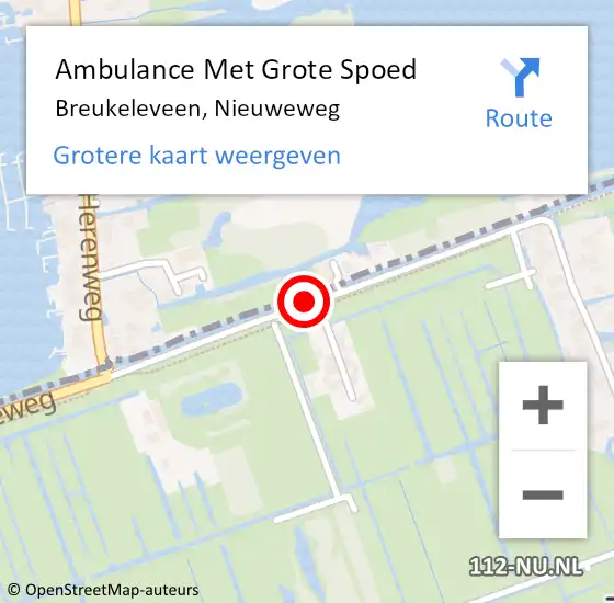 Locatie op kaart van de 112 melding: Ambulance Met Grote Spoed Naar Breukeleveen, Nieuweweg op 14 augustus 2015 16:48
